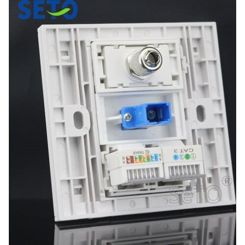 SeTo 86 Type RJ45 Cat5e Network Lan + TV + SC + RJ11 Cat3 Telephone Wall Plate Socket Keystone Faceplate