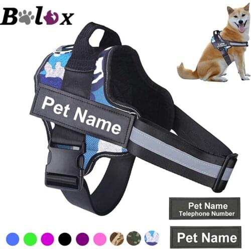 Dog Harness NO PULL Reflective Breathable Adjustable Pet Harness Vest with ID Custom Patch Outdoor Walking Dog Supplies