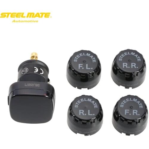 Steelmate TPMS TP-76 Tire Pressure Monitoring System Car Alarm Kit LED Cigarette Lighter 4 External Sensors Car Diagnostic Tool