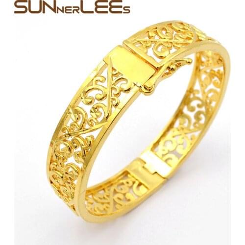 SUNNERLEES NEW Fashion Jewelry Openable Gold-Color Bangle For Womens Girls B03