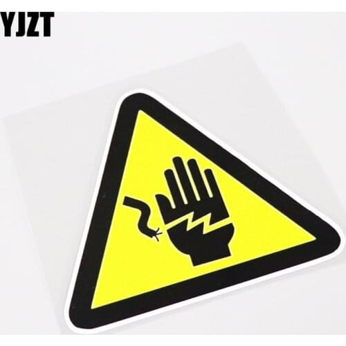 YJZT 12CM*10.7CM Warning Mark Danger! High Voltage PVC Car Sticker Waterproof Decals 13-0914