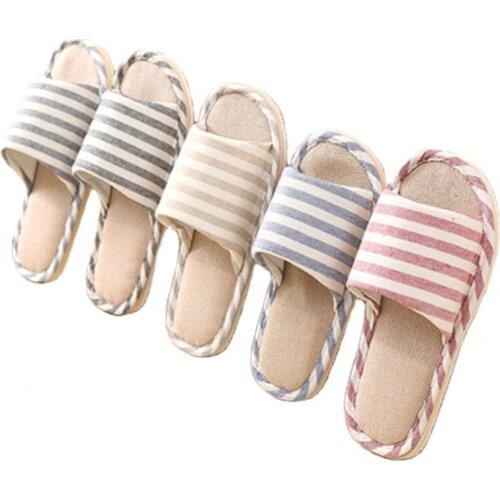 Women Indoor Slippers Floor Flat Shoes Spring Autumn Linen Flip Flops Home Slippers Female Comfortable Zapatillas de hombre New