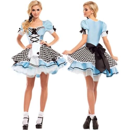 Sexy Alice in Wonderland Cosplay Costume Adult Women Halloween Party Maid Costume Storybook Alice Queen of Heart Fancy Dress