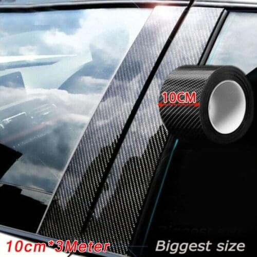 1Roll 5D Carbon Fiber Anti Stepping Protective Strip Car Door Anti-collision Strip Threshold Strip High Color Stereo Vision