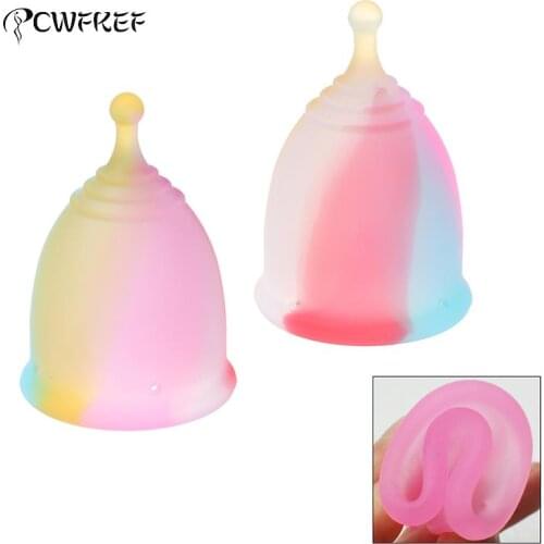 1PCS Colorful Women Cup Silicone Menstrual Cup Feminine Hygiene Menstrual Lady Cup Health Care Period Cup
