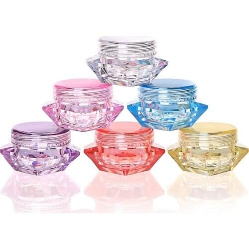 100 pcs 3g / 5g Clear Nail diamond cream jar, empty glitter powder pot 3ml /5ml empty cosmetic containers