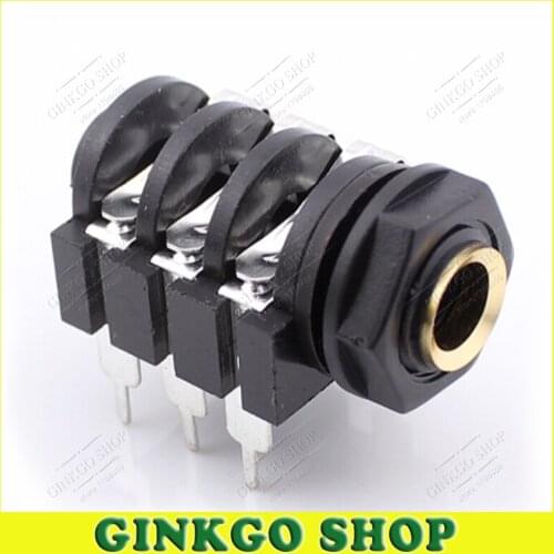 100pcs 6Pin 6.35MM Stereo Microphone Female plugs sockets 6.35MM Microphone Audio welding seat Female Connector Free Shipping