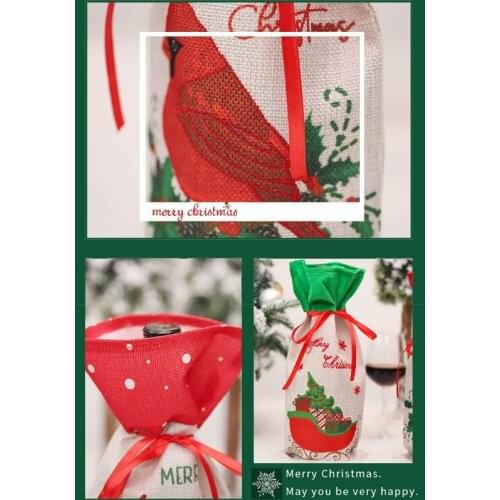 2pcs Christmas Wine Bottle Cover Dress Gift Bags for Christmas Wedding Birthday Holiday Party Decorations
