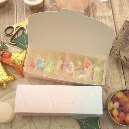 21.5*7.2*5cm 10pcs light blue pink Macarons cookie candy Chocolate Paper Box Christmas Party baking packaging