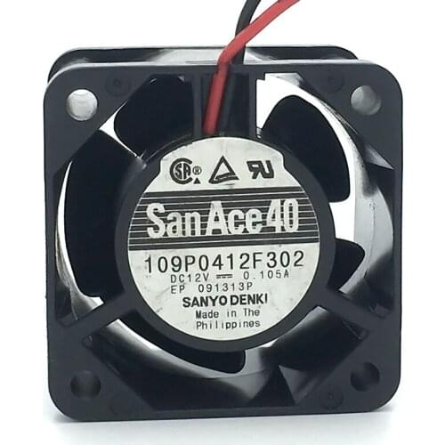 Sanyo Denki 109P0412F3D01 DC 12V 0.105A 40x40x28mm 3-wire Server Cooling Fan