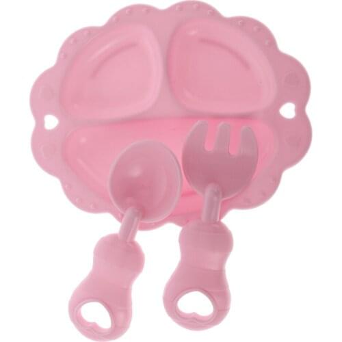 3 Pieces Doll House Miniature Spoon Plate Dinnerware for Dolls