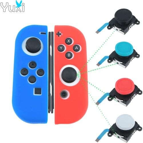 YuXi 4pcs 3D Analog Joycon Joystick Thumb Sticks Sensor Replacements For Nintend Switch Joy Con Controller Black Blue Red White