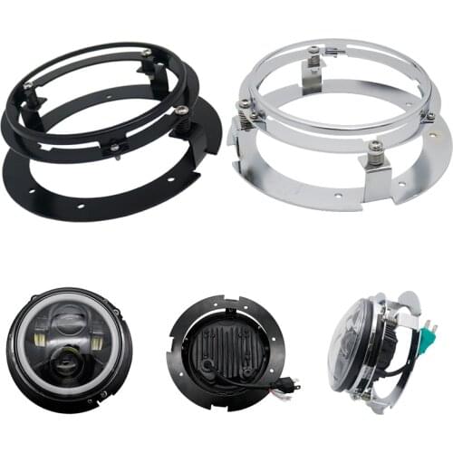 5 3/4" 5.75 inch Black/Chrome Motorcycle LED Headlight Mounting Bracket Ring for 5.75Inch Round LED Headlamp Projector