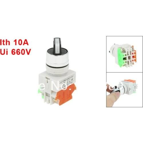 AC 660V 10A 4 Screw Terminals Two 2 Positions Panel Mount Rotary Select Selector Switch 22mm 7/8" LAY7(PBCY090)LAY37