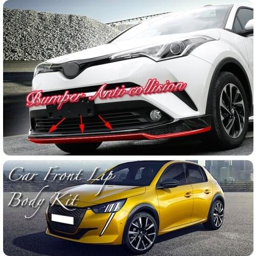 Car Bumper Lip Front Spoiler Skirt Deflector For Peugeot 208 307 306 308 301 Tune Car Modified Body Kit VIP Hella Flush Lips