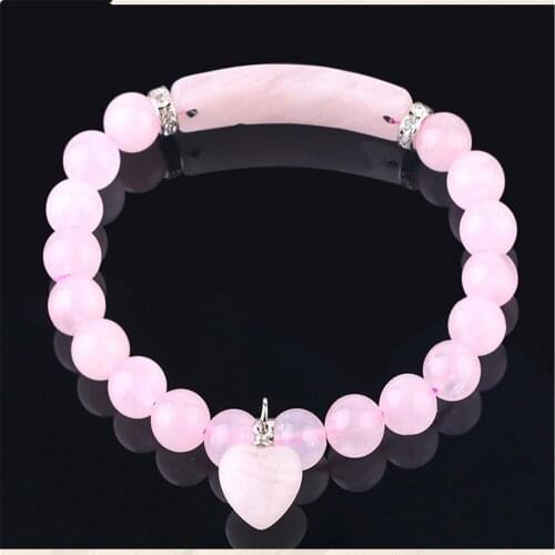 Wholesale 3pcs/Lot New Lovely Rose Quartzss Pendant Bracelet Jelly Toner Crystal Natural Stone Bracelet Female Accessories