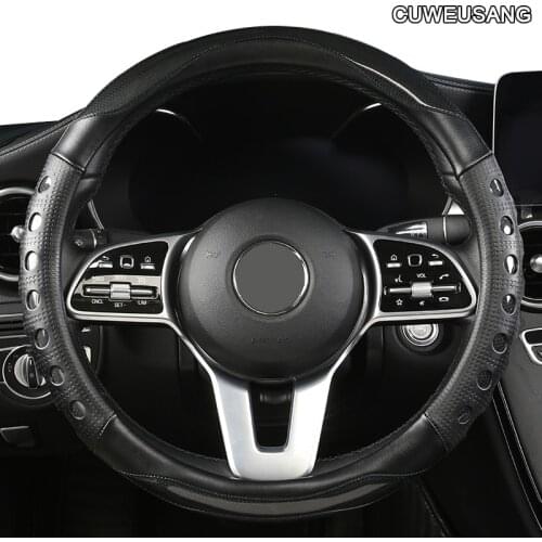 CUWEUSANG Carbon Fiber Leather Car Steering Wheel Cover For LADA Granta Kalina Vesta Niva Xray Priora
