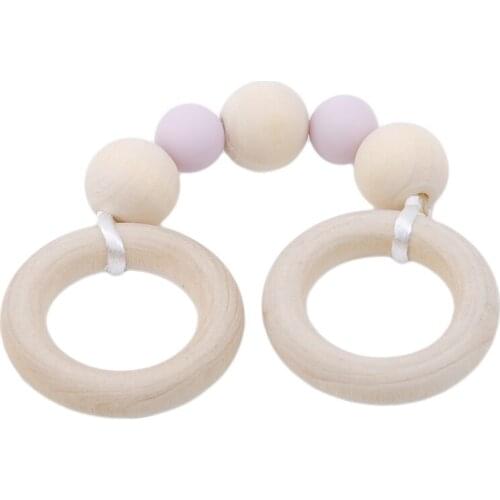 Baby Teething Bracelet Safty Original Wood Beads Nursing Beech Chewable Teether Baby Rattles Toys