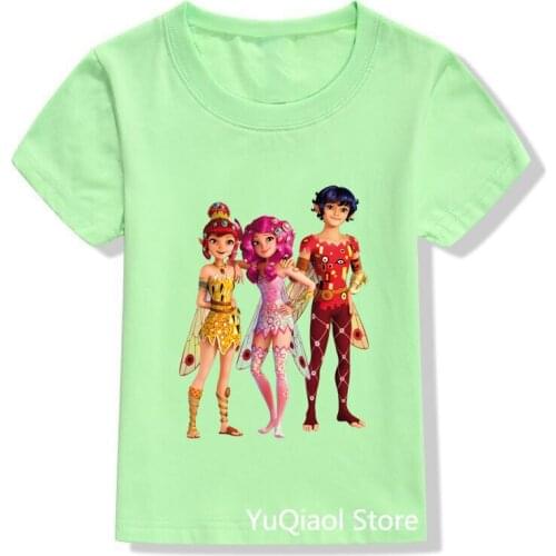 Cute Cartoon Unicorn Fairy Princess Mia And Me Tshirt Girls Clothes Summer Childrens T-Shirt Lovely Tops Boys Clothing (Green)