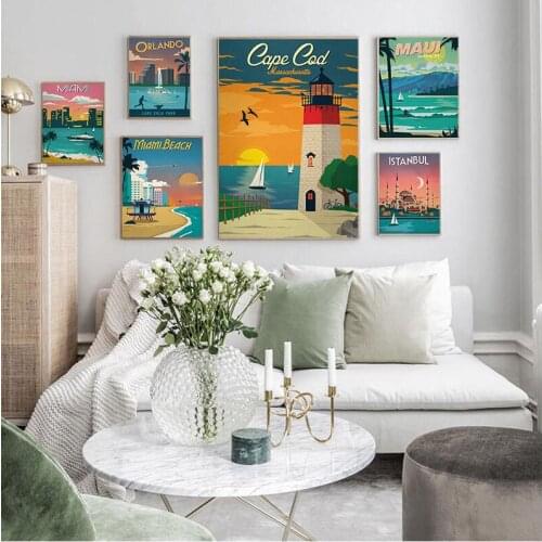 Hd Print Canvas Art Painting New York Netherlands Amsterdam London Vintage Travel Cities Landscape Posters Wall Art Picture