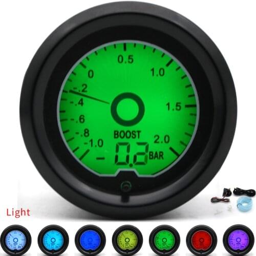 2" 52mm BAR Turbo Boost Gauge 7 Color Racing Gauge LCD Digital Display Car Meter Multiple Colors