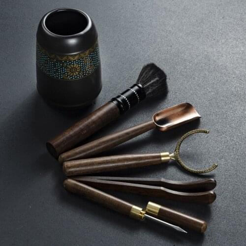 Ceramic Tea Utensil Tea Ceremony Six Gentlemen Set Tea Art Decoration Tea Clamp Blackwood Tea Needle Tea Spoon Tea Set Siteel