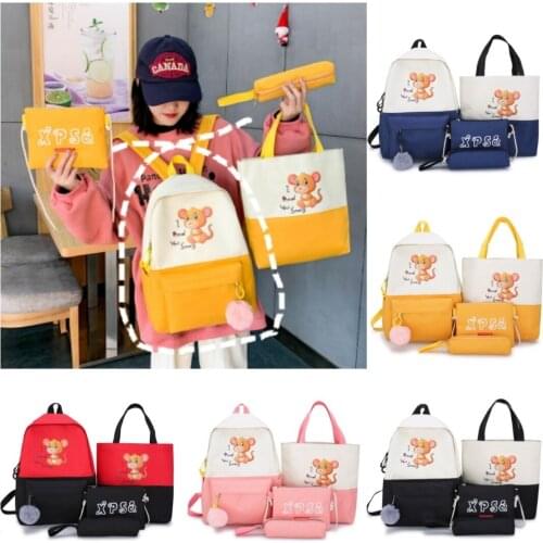 Korean Style New Oxford Cloth Student Bag Makeup Missed Lessons Girlfriends Handbag Fashion Men and Women Four-Piece Backpack