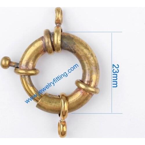Brass Spring Ring Clasp with 2 loop China jewelry findings supplier shipping free mang color can be plated 300pcs