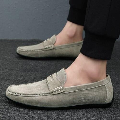 Loafers Men Fashion Trend Street Hot Peas Shoes Suede Flat Comfortable Youth Shoes for Men Spring Autumn Mens Shoes Size 45