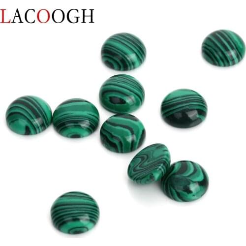 Fashion 20pcs/lot Dia 6 8 10 12mm Round Flatback Stone Cabochons Beads Natural Stone Green Malachite for DIY Jewelry Makings