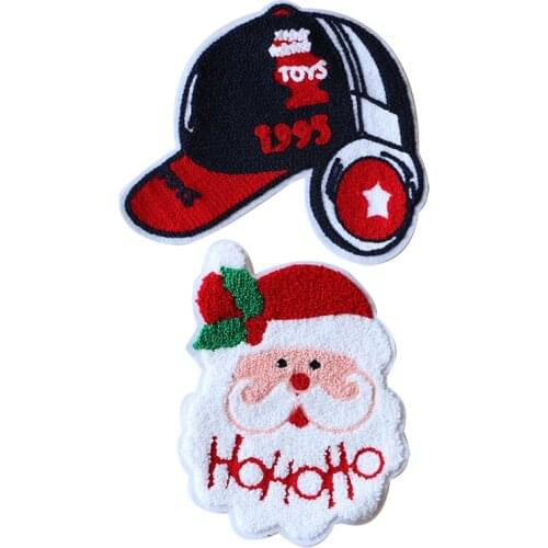 Cartoon Decorative Patch Hat Christmas Santa Claus Icon Embroidered Applique Patches For DIY Iron on Badges on the Backpack