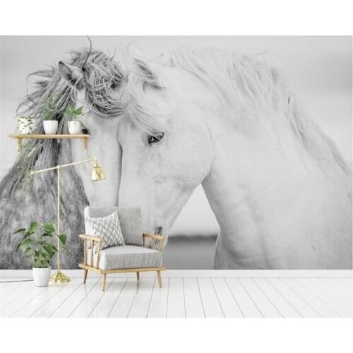Beibehang Custom modern Nordic minimalist photo mural wallpaper couple white horse background decorative painting 3d wallpaper
