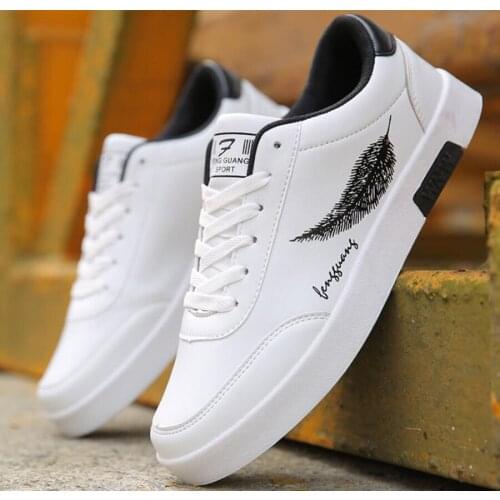 Spring and Autumn New White Korean Down Shoes Casual Shoes Mens Lace Up Single Black and White Fashion Shoes