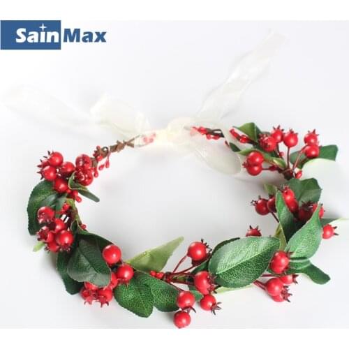 Sainmax Forest Berry Flower Headband Women Hair Band Crown Party Wedding Beach Bridal Accessories