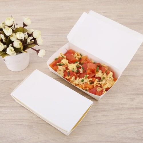 Disposable Takeaway Box White Card Paper Fast Food Tray Bio-degradable Takeout Dinner Tool Eco-friendly Food Container 10pcs