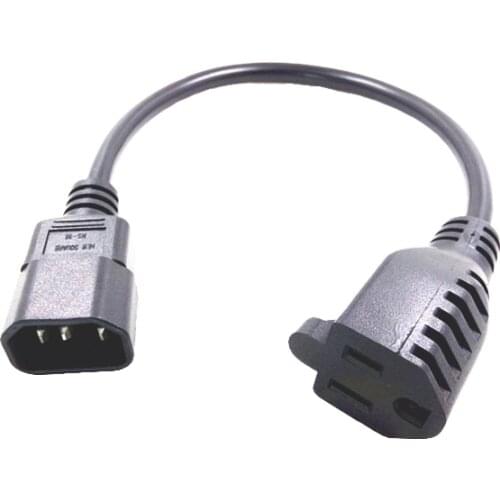 IEC320 C14 IEC 320 Male Plug to NEMA 5-15R 3 Prong Female Converter Power Cord Adapter Short Cable 20cm