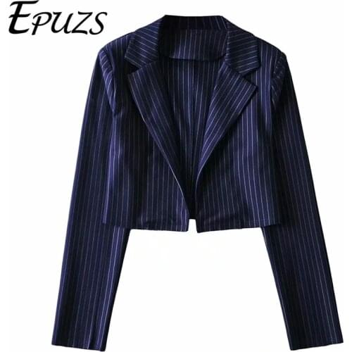 Fashion Women blazer casual cropped blazer women slong sleeve striped blazer coat korean black blazer 2021