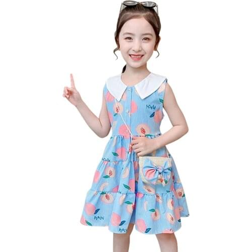 Girl Dresses Floral Pattern Girl Child Dress Patchwork Child Dress Summer Girls Costumes Kids