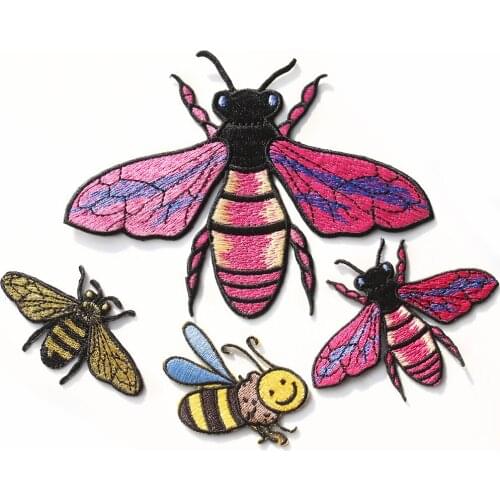 Multicolor Cartoon Bee Patch Iron On Sew On Cute Animal Fabric Appliques DIY Clothing Stickers Handmade Patchwork Craft Accesso