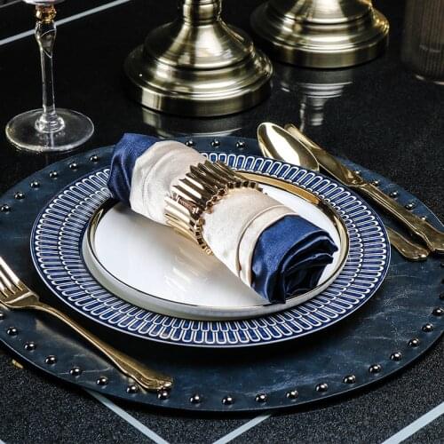 Nordic Luxury Plate Sets Trays Decorative Ceramic Round Dinner Plate Sets Food Steak Vajilla Completa Home Tableware DB60PZ