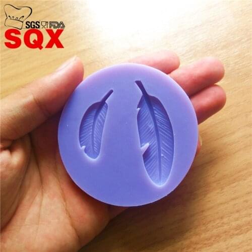 Silicone Mold fallen feather Shapes Mould 2 Cavities For Soap Candy Chocolate Ice Cake Decoration Party Decorative Tool SQ16188