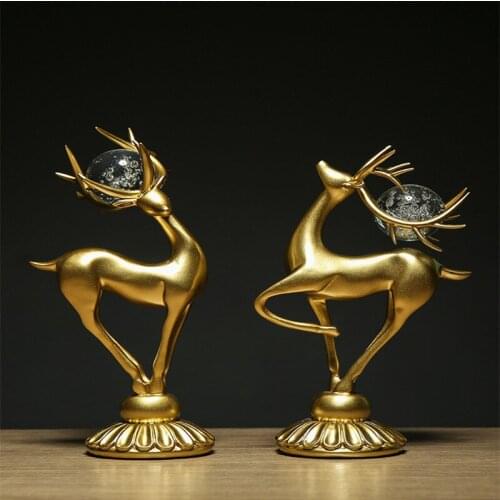 Nordic Resin Deer Statue Sculpture Decoration Home Decor Figurines Interior Tabletop Decor Office Home Living Room Art Decor