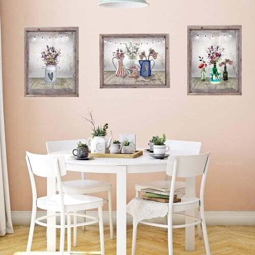 Vase decorations, red, white, blue farmhouse decorations, American patriotic prints, farmhouse vase decoration 3-piece poster