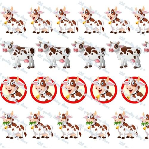 WL Cute Cow Printing Grosgrain Ribbon Handmade Suitable for Hair Bow Animal Party Decoration Gift Packaging 16-75mm