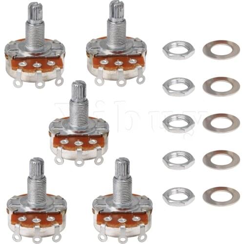 Yibuy 5x Guitar Potentiometer A500k 24mm Base Dia/18mm Shaft