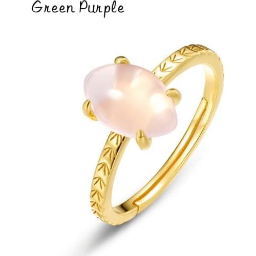 Green Purple 925 Sterling Silver Engagement Rings for Women Drop-Shaped Pink Crystal Adjustable Ring 2020 Trend Fine Jewelry