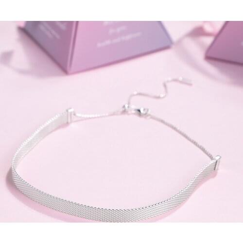 100% 925 Sterling Silver High Quality Reflexions Mesh Choker Necklace for women Fit Reflexions Charms DIY Necklaces Jewelry