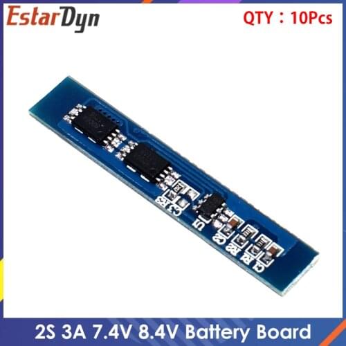 10pcs 2S 3A Li-ion Lithium Battery 7.4v 8.4V 18650 Charger Protection Board bms pcm for li-ion lipo battery cell pack