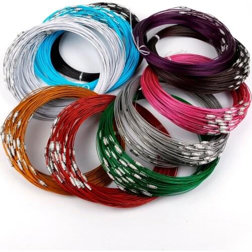 10pcs/lot 46cm Multicolor Stainless Steel Choker Necklace Wire Cord For Jewelry Making DIY Bracelet