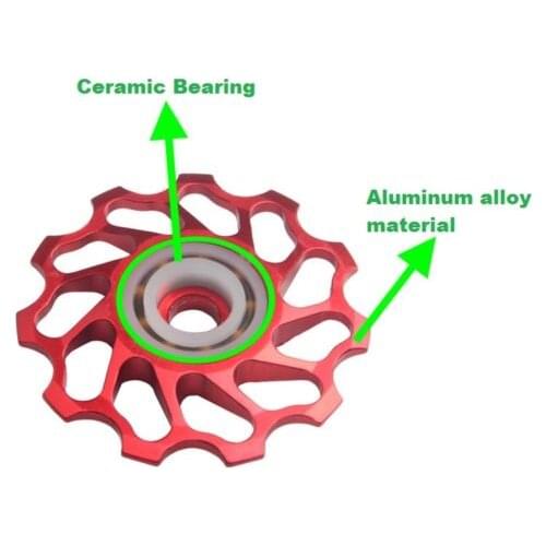 11Tooth MTB Ceramic Bearing Jockey Wheel Pulley Road Bicycle Bike Derailleur Red